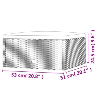 Voetensteun met kussen poly rattan zwart 8