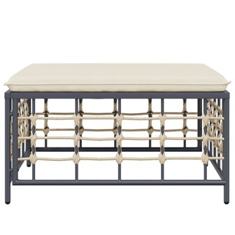 Tuinvoetenbank met beige kussen poly rattan 3