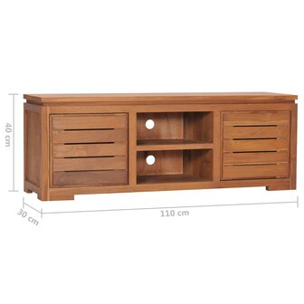 Tv-meubel 110x30x40 cm massief teakhout 8