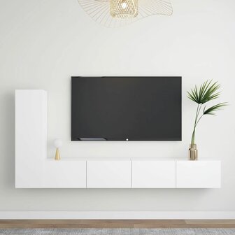 3-delige Tv-meubelset bewerkt hout wit 1