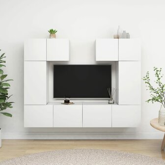 6-delige Tv-meubelset bewerkt hout wit 1