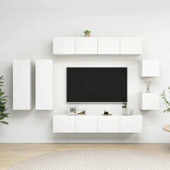 8-delige Tv-meubelset bewerkt hout wit 1