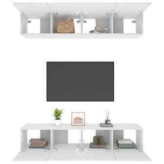 Tv-meubels 4 st 80x30x30 cm bewerkt hout wit 5