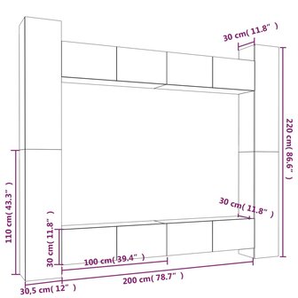 8-delige Tv-meubelset bewerkt hout wit 12