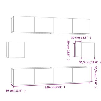 6-delige Tv-meubelset bewerkt hout zwart 10