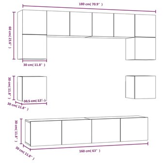 8-delige Tv-meubelset bewerkt hout betongrijs 10