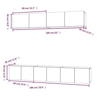 5-delige Tv-meubelset bewerkt hout wit 11