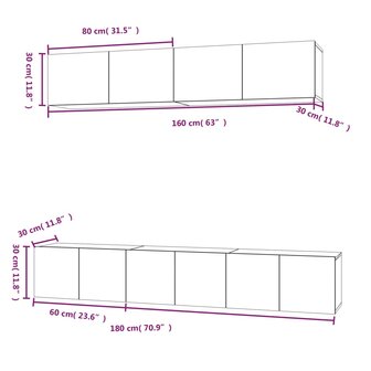 5-delige Tv-meubelset bewerkt hout hoogglans wit 11