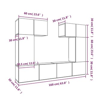 6-delige Tv-meubelset bewerkt hout zwart 9