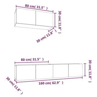 3-delige Tv-meubelset bewerkt hout bruin eikenkleur 7