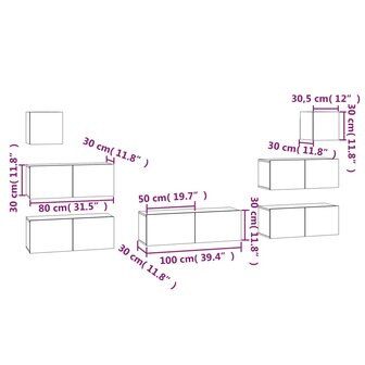 7-delige Tv-meubelset bewerkt hout zwart 10