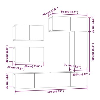 6-delige Tv-meubelset bewerkt hout betongrijs 10