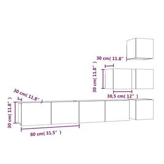 Tv-wandmeubel bewerkt hout bruin eikenkleur 8