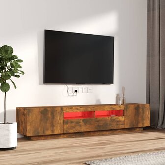 2-delige Tv-meubelset met LED bewerkt hout gerookt eikenkleurig 3