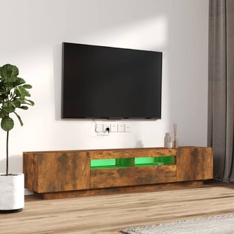 2-delige Tv-meubelset met LED bewerkt hout gerookt eikenkleurig 4