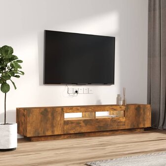 2-delige Tv-meubelset met LED bewerkt hout gerookt eikenkleurig 5