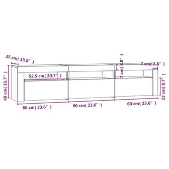 Tv-meubel met LED-verlichting 180x35x40 cm zwart 12