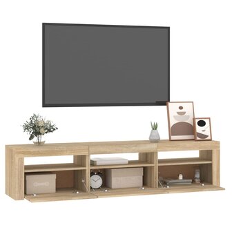 Tv-meubel met LED-verlichting 180x35x40 cm sonoma eikenkleurig 6