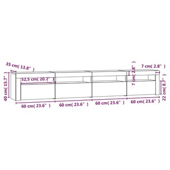 Tv-meubel met LED-verlichting 240x35x40 cm zwart 12