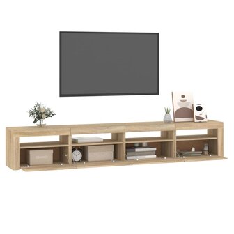 Tv-meubel met LED-verlichting 240x35x40 cm sonoma eikenkleurig 6