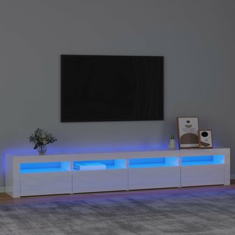 Tv-meubel met LED-verlichting 240x35x40 cm hoogglans wit 1