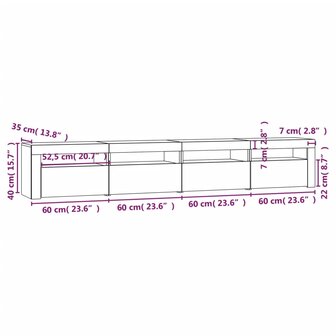 Tv-meubel met LED-verlichting 240x35x40 cm bruin eikenkleur 12