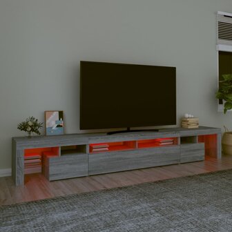 Tv-meubel met LED-verlichting 260x36,5x40 cm grijs sonoma eiken 5