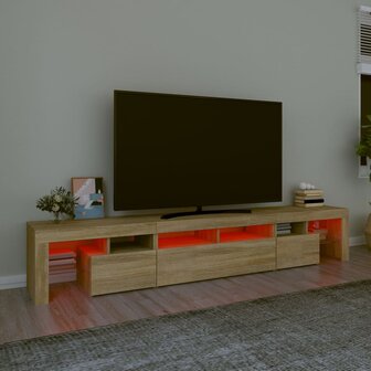 Tv-meubel met LED-verlichting 230x36,5x40cm sonoma eikenkleurig 5