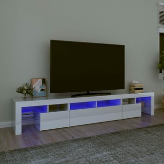 Tv-meubel met LED-verlichting 230x36,5x40 cm hoogglans wit 1