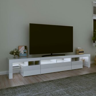 Tv-meubel met LED-verlichting 230x36,5x40 cm hoogglans wit 3