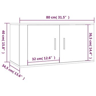 2-delige Tv-meubelset bewerkt hout wit 11