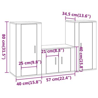 3-delige Tv-meubelset bewerkt hout zwart 8