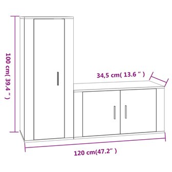 2-delige Tv-meubelset bewerkt hout zwart 7