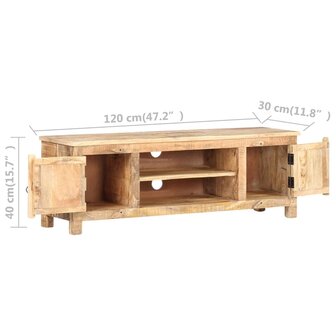 Tv-meubel 120x30x40 cm ruw mangohout 6