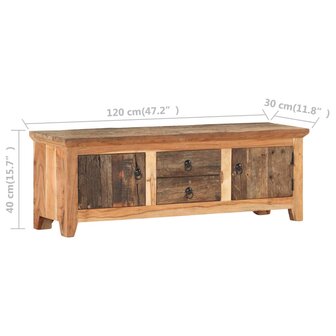 Tv-meubel 120x30x40 cm massief acaciahout en gerecycled hout 8