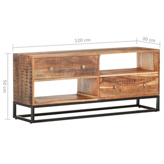 Tv-meubel 120x30x50 cm ruw acaciahout 5