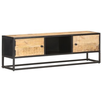 Tv-meubel met bewerkte deur 130x30x40 cm ruw mangohout 1