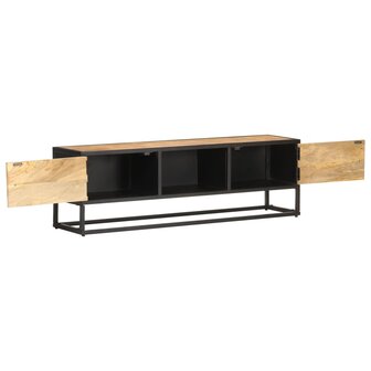 Tv-meubel met bewerkte deur 130x30x40 cm ruw mangohout 2