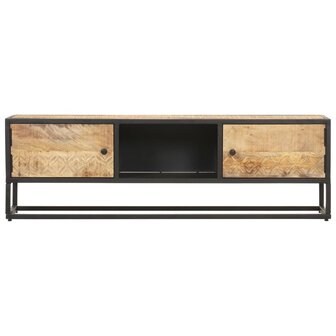 Tv-meubel met bewerkte deur 130x30x40 cm ruw mangohout 3