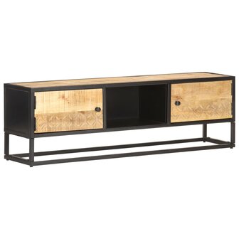 Tv-meubel met bewerkte deur 130x30x40 cm ruw mangohout 8