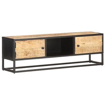 Tv-meubel met bewerkte deur 130x30x40 cm ruw mangohout 10