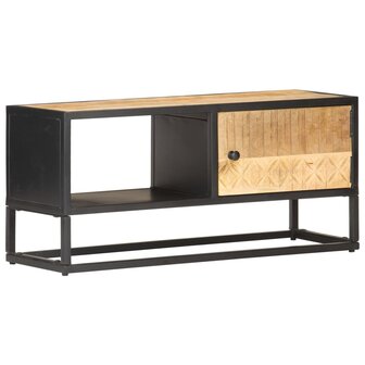 Tv-meubel met bewerkte deur 90x30x40 cm ruw mangohout 8