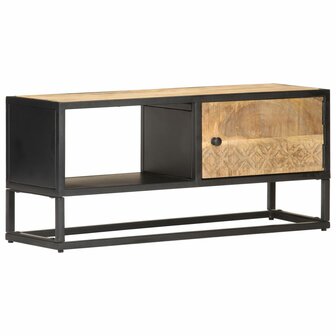 Tv-meubel met bewerkte deur 90x30x40 cm ruw mangohout 11