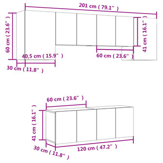 6-delige Tv-wandmeubelset bewerkt hout bruin eikenkleur 12