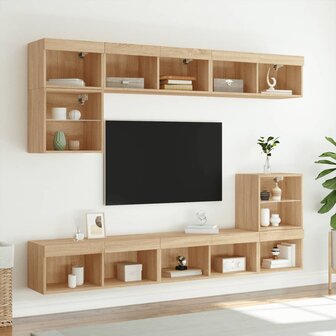 8-delige Tv-wandmeubelset met LED bewerkt hout sonoma eiken 5