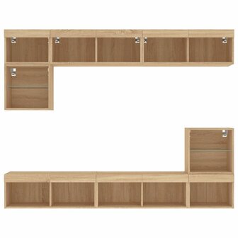 8-delige Tv-wandmeubelset met LED bewerkt hout sonoma eiken 6