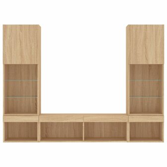 5-delige Tv-wandmeubelset met LED bewerkt hout sonoma eiken 7