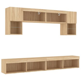 6-delige Tv-wandmeubelset met LED bewerkt hout sonoma eiken 5