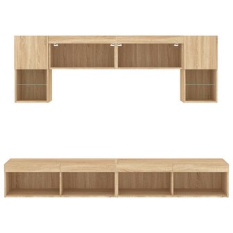 6-delige Tv-wandmeubelset met LED bewerkt hout sonoma eiken 7