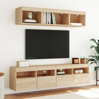 5-delige Tv-wandmeubelset met LED bewerkt hout sonoma eiken 3